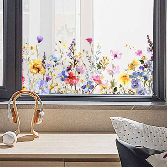 💐Colorful Floral Bouquet Window Sticker🖼️(Cut to size freely)