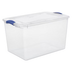 Clear Plastic Storage Box with Secure Blue Latching Lid – Neat Storage Solution for Your Household Clutter