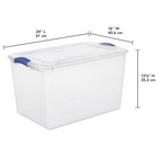 Clear Plastic Storage Box with Secure Blue Latching Lid – Neat Storage Solution for Your Household Clutter