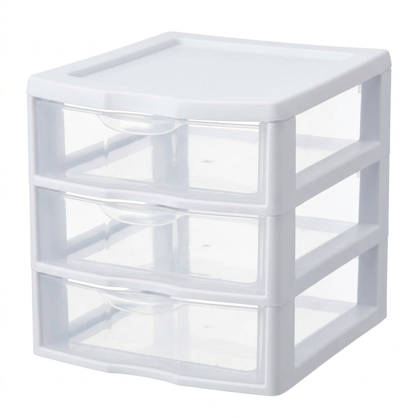 3-Tier Plastic Desktop Drawer Organizer – Compact Multi-Drawer Storage Cabinet to Tidy Up Your Desk & Countertop