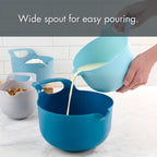 4-Piece Nesting Plastic Mixing Bowl Set – Convenient Stackable Prep Bowls with Pour Spouts & Comfort Handles for All Your Baking & Cooking Tasks