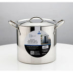 8 Quart Stainless Steel Stock Pot with Metal Lid & Dual Side Handles, Large Deep Cooking Pot for Soup, Stew, Boiling, Compatible with All Hob Types