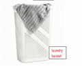 Plastic Rectangular Laundry Hamper with Hinged Lid, Ventilated Perforated Laundry Basket, White Dirty Clothes Storage Bin for Bathroom & Bedroom