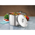 8 Quart Stainless Steel Stock Pot with Metal Lid & Dual Side Handles, Large Deep Cooking Pot for Soup, Stew, Boiling, Compatible with All Hob Types