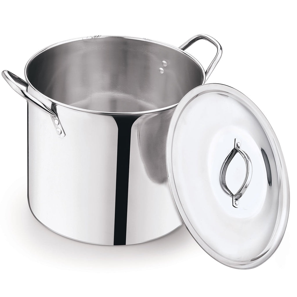 8 Quart Stainless Steel Stock Pot with Metal Lid & Dual Side Handles, Large Deep Cooking Pot for Soup, Stew, Boiling, Compatible with All Hob Types