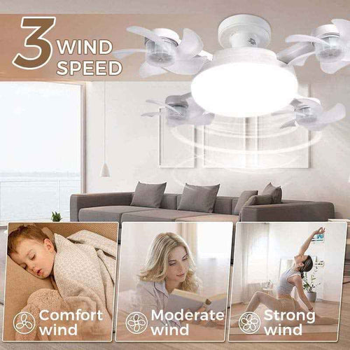 2‐in‐1 Silent LED Fan with Remote Control, Energy‐Saving Cooling & Lighting Combo for Home Bedroom
